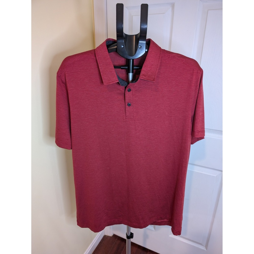 Lululemon Polo Shirt Burgundy Red Heathered Short Sleeve Golf -‎ Size XL